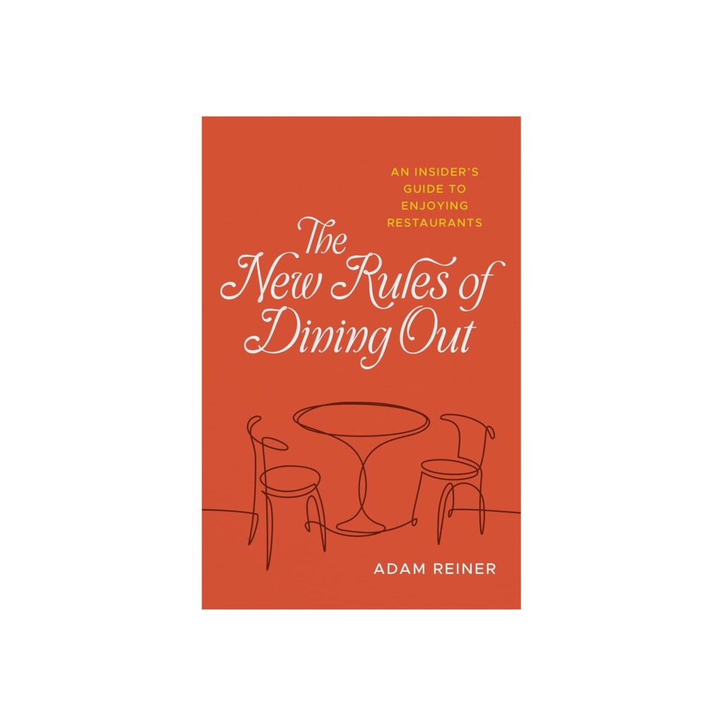 Cover of "The New Rules of Dining Out" with a line illustration of a cafe table and two chairs.