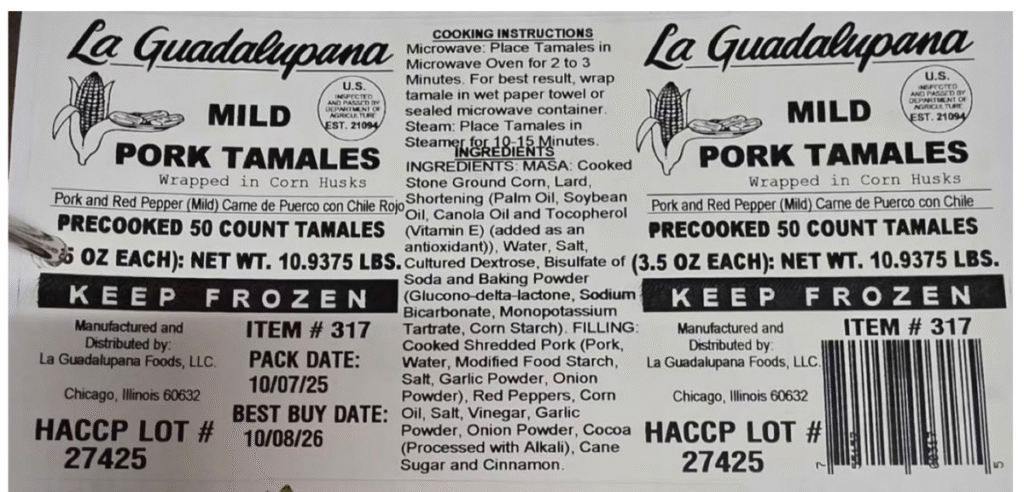Tamales recalled because of undeclared allergen