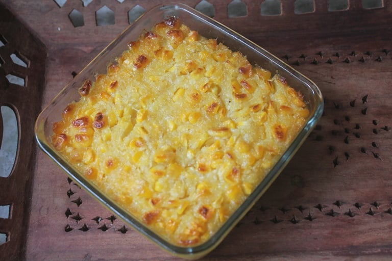 Sweet Corn Pudding Recipe (Baked Corn Pudding)
