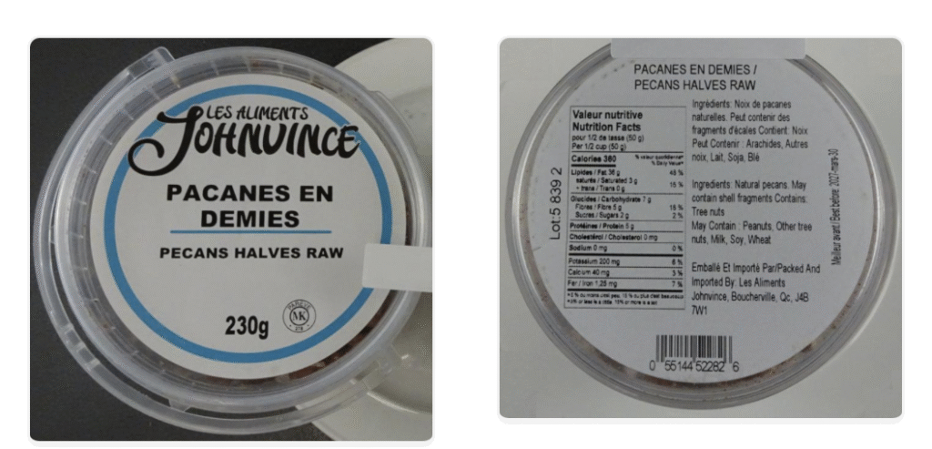 Pecans recalled in Canada because of Salmonella
